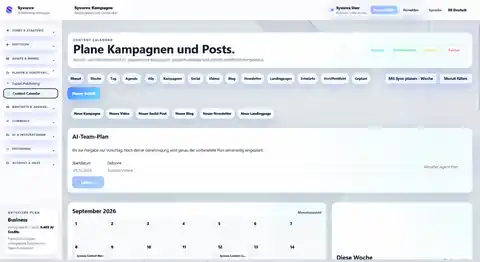 Kampagnen und Inhalte werden im Content Calendar vorbereitet und kontrollierbar eingeplant.