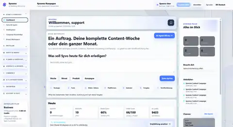 Syvorex Dashboard für den verbundenen Marketing-Workflow
